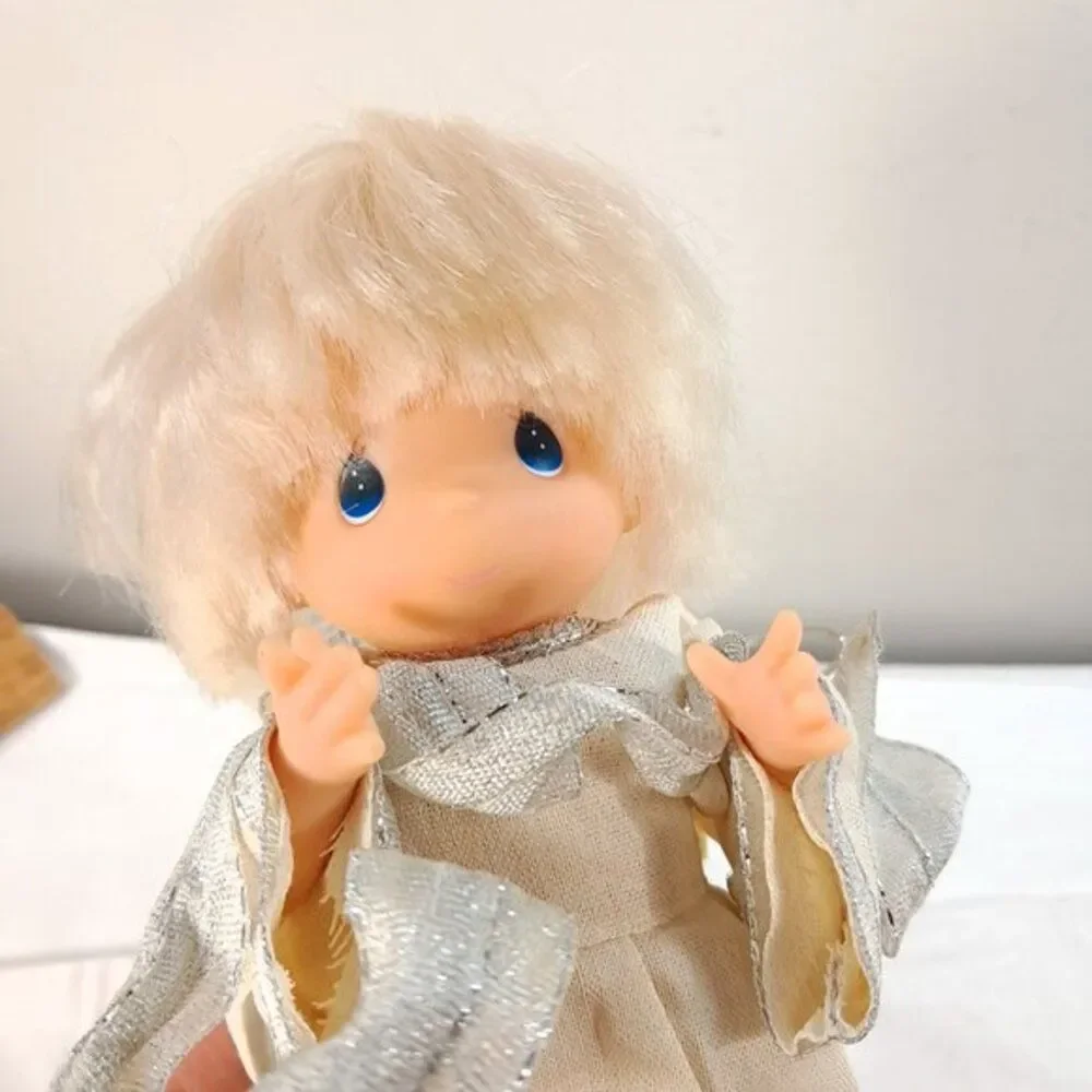 PRECIOUS MOMENTS FLYING ANGEL DOLL HANGING‎ ORNAMENT silver blonde boy Vintage